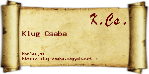 Klug Csaba névjegykártya